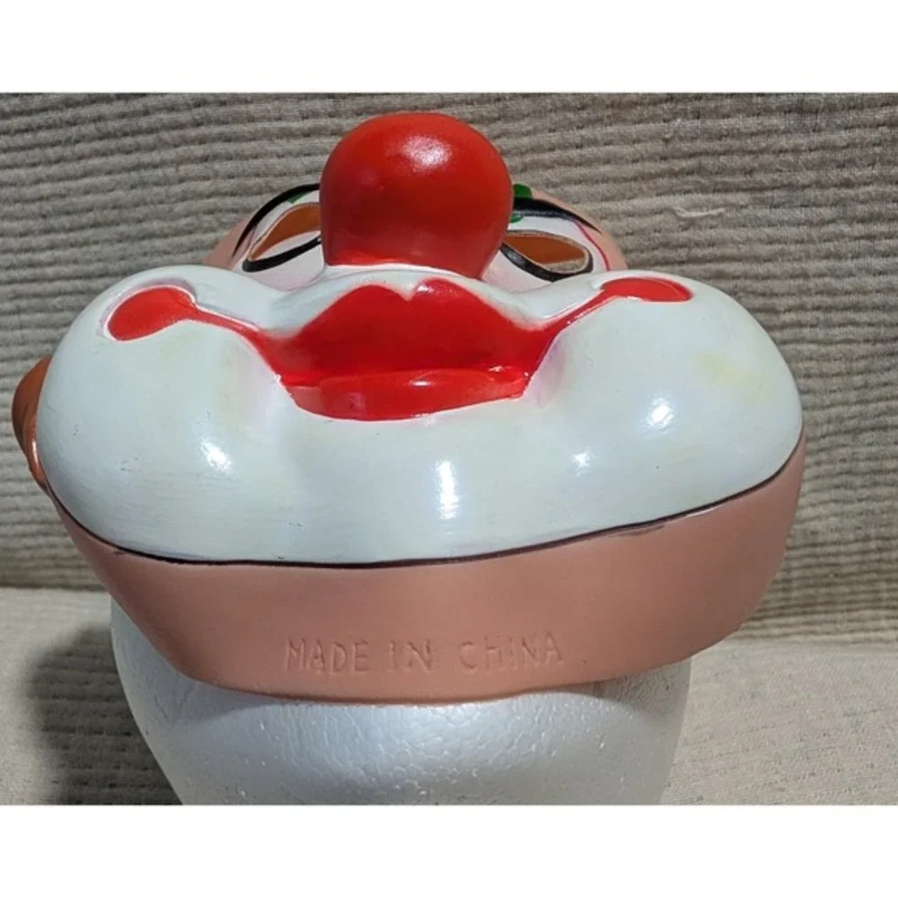 Vintage Clown Mask Halloween Costume Red Nose Big Smile White Cheeks Cosplay